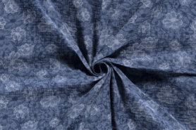Decoratie en aankleding stoffen - Katoen stof - hydrofielstof bloemen - blauw - 19298-006
