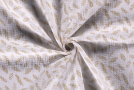 Decoratie en aankleding stoffen - Katoen stof - hydrofielstof veren - wit beige - 19295-050