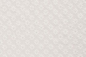 Gebroken witte stoffen - Broderie stof - bloemen - offwhite - 0786-023