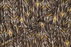 Bruine stoffen - Polyester stof - travel boho aztec - bruin geel - 19035-570