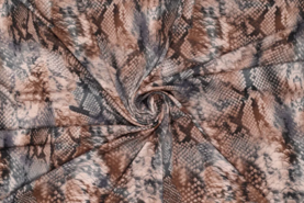Bruine stoffen - Travel Tricot stof - snake - grijs bruin - 19301-970