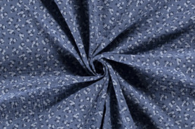 Aankleedkussen stoffen - Katoen stof - hydrofielstof bloemen - blauw - 19296-006