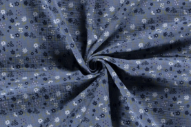 Decoratie en aankleding stoffen - Katoen stof - hydrofielstof bloemen - blauw - 19297-006
