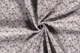 Aankleedkussen stoffen - Katoen stof - hydrofielstof bloemen - grijs - 19297-061