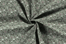 Katoenen stoffen - Katoen stof - hydrofielstof bloemen - mint - 19297-022