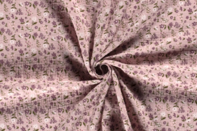 Roze Ledikantdeken stoffen - Katoen stof - hydrofielstof bloemen - roze - 19297-012
