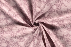 Aankleedkussen stoffen - Katoen stof - hydrofielstof bloemen - roze - 19298-012