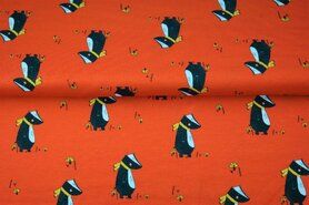Oranje stoffen - Tricot stof - das met sjaal - oranje - 20617-13