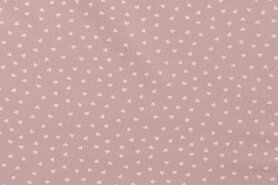Roze stoffen - Tricot stof - hartjes - nude - K10135-131