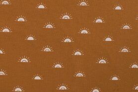 KC - Quality stoffen - Tricot stof - zonsondergang - caramel - K10137-550