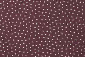 KC - Quality stoffen - Tricot stof - hartjes - mauve - K10135-450