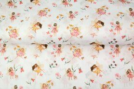 Fantasie stoffen - Katoen stof - poplin elfjes - wit - 20137-02