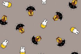 Abwischbare - Baumwollstoff - Miffy mit Coating- grau - 661501-83