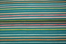 Turquoise stoffen - Tricot stof - digitaal gestreept - turquoise - 20242-99