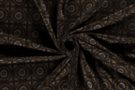 Bruine stoffen - Tricot stof - bedrukt abstract - bruin - 18107-053