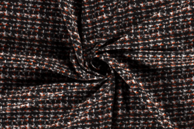 Uitverkoop - Tricot stof - bedrukt abstract - oranje - 18102-056