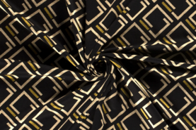 Nooteboom stoffen - Tricot stof - abstract - zwart beige goud - 18129-280