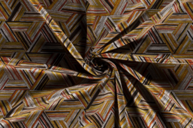Uitverkoop - Tricot stof - bedrukt driehoeken - beige - 18104-052