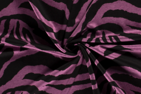 Nieuwe stoffen - Tricot stof - bedrukt zebraprint - paars - 18105-043