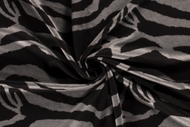 Rekbare stoffen - Tricot stof - bedrukt zebraprint - bruin - 18105-054