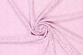Nieuwe stoffen - Tricot stof - broderie bloemen - roze - 16695-815