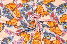 Jersey - Tricot stof - crayon butterfly - blauw - 19501-690