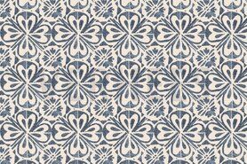 Canvas stoffen - Canvas stof - stamps - navy - 20/6842-004