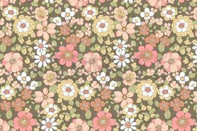 Blumenmotiv - Baumwolle - Popeline Blumen - grün - 6865-005