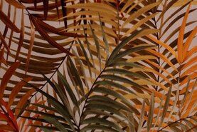 Oranje stoffen - Stretch stof - Cornery multi ferns - blush/oker/terra/groen - 17863-092