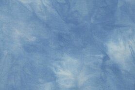 Kledingstoffen - Stretch stof - Bengaline tie dye - blauw - 390007-882