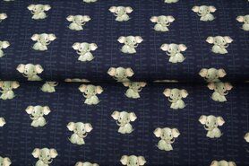 Tricot stoffen - Tricot stof - digitaal olifantjes - donkerblauw - 20207-15