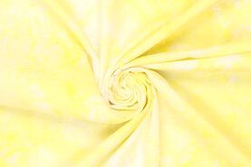 Gele stoffen - Katoen stof - tie dye geborduurd - geel - 19706-584