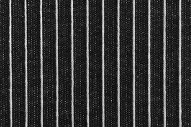 Gebreide stoffen - Gebreide stof - fijn gebreid gestreept terry - zwart - 15000-999