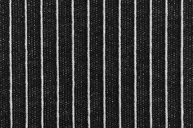 Katoen, polyester, elastan stoffen - Gebreide stof - fijn gebreid gestreept terry - zwart - 15000-999