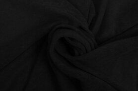 Zwarte stoffen - Gebreide stof - slub crepe - zwart - 0408-999