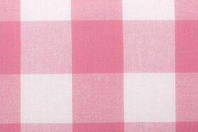 Katoen tafelkleed stoffen - Katoen stof - ruit - roze - 0415-880