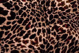 Bruine stoffen - Polyester stof - scuba crepe dierenprint - bruin - 16173-090