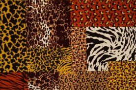 Polyester stoffen - Polyester stof - scuba crepe dierenprint patch - geel - 16622-570
