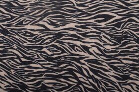 KnipIdee stoffen - Viscose stof - viscrepe zebra - zwart - 16628-999