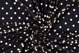 Goldfarbige Stoffe - Tule stof - dots - zwart goud - 317062-61