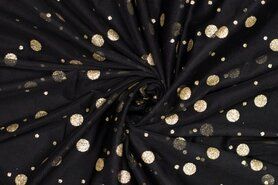 Gouden stoffen - Tule stof - dots - zwart goud - 317063-70