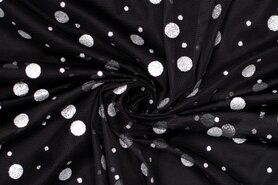 Doorschijnende stoffen - Tule stof - dots - zwart zilver - 317063-71