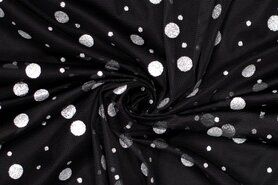 Tule stoffen - Tule stof - dots - zwart zilver - 317063-71