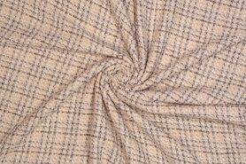 290gr/M² - Katoen stof - geweven boucle ruit - creme - 410067-20