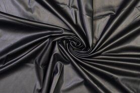 zwarte stoffen - Kunstleer stof - stretch - zwart - 960534-999