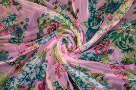 Durchscheinende - Organza Stoff - Blumen - rosa - 317060-41
