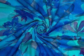 Tunika - Viskosestoff - digitale Blätter - blau - 922752-80