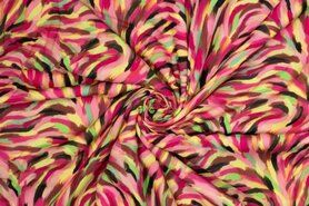 Multi kleur stoffen - Viscose stof - paint art - roze multi - 922771-70