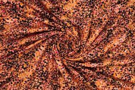 Polytex stoffen - Viscose stof - dots - oranje roze - 922785-21