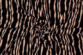 Gestreepte stoffen - Viscose stof - stripes - zwart beige - 420085-10
